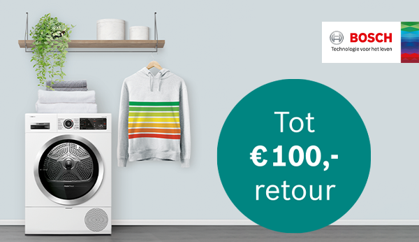 Tot €100,- retour op Bosch wasmachines en drogers