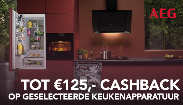 Nu tot €125,- cashback op geselecteerde AEG keukenapparatuur