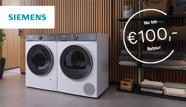 Nu tot €100,- cashback op geselecteerde Siemens wasmachines en drogers