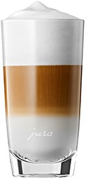 Jura Latte Macchiato glas, hoogte 135 mm (2 stuks) znd schotel (geschenk verpakking)