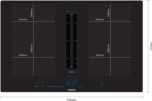 Siemens EX807NX68E iQ700, inductionAir 80 cm, blue duallightSlider, vlak geint, HC-2