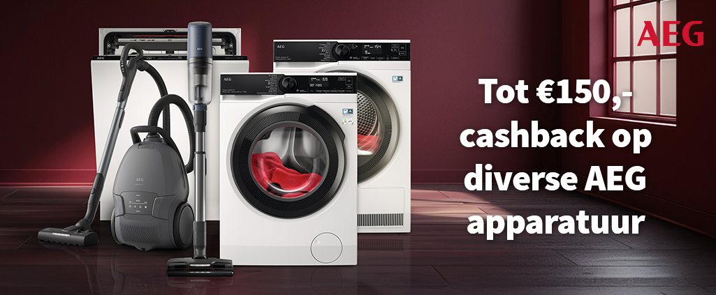 Nu tot €150,- cashback op diverse AEG apparatuur!