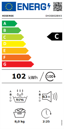Energielabel Hisense DH3S802BW3
